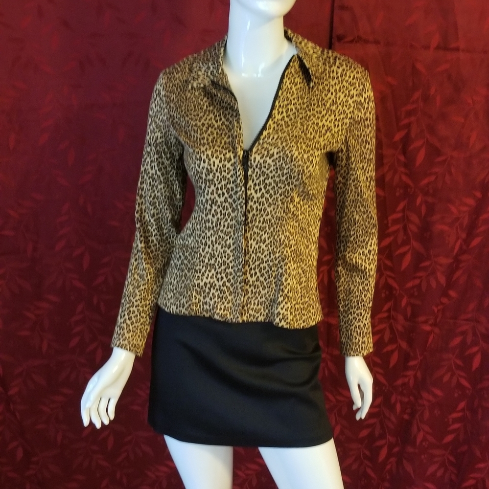 Vintage 90's Betsey Johnson Leopard Skirt Suit
